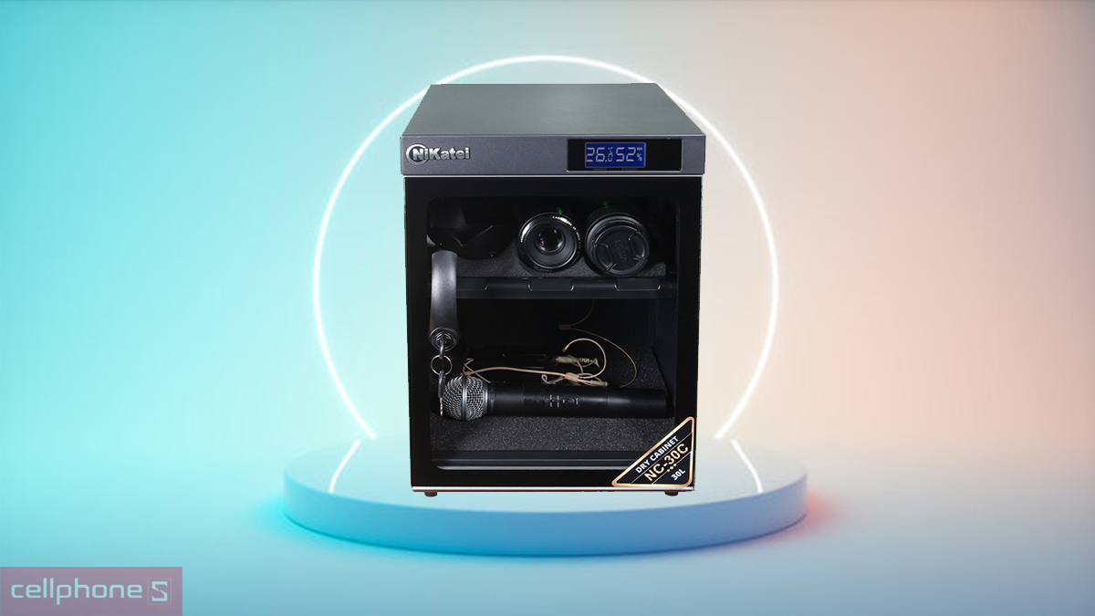 Thiết kế sang trọng của tủ chống ẩm máy ảnh Nikatei NC-30C
