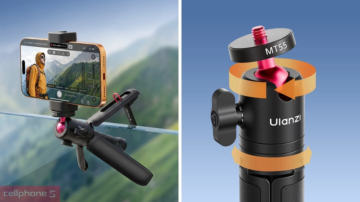 Thiết kế ba chân của Tripod kiêm gậy selfie Ulanzi MT55 SnapGo mini