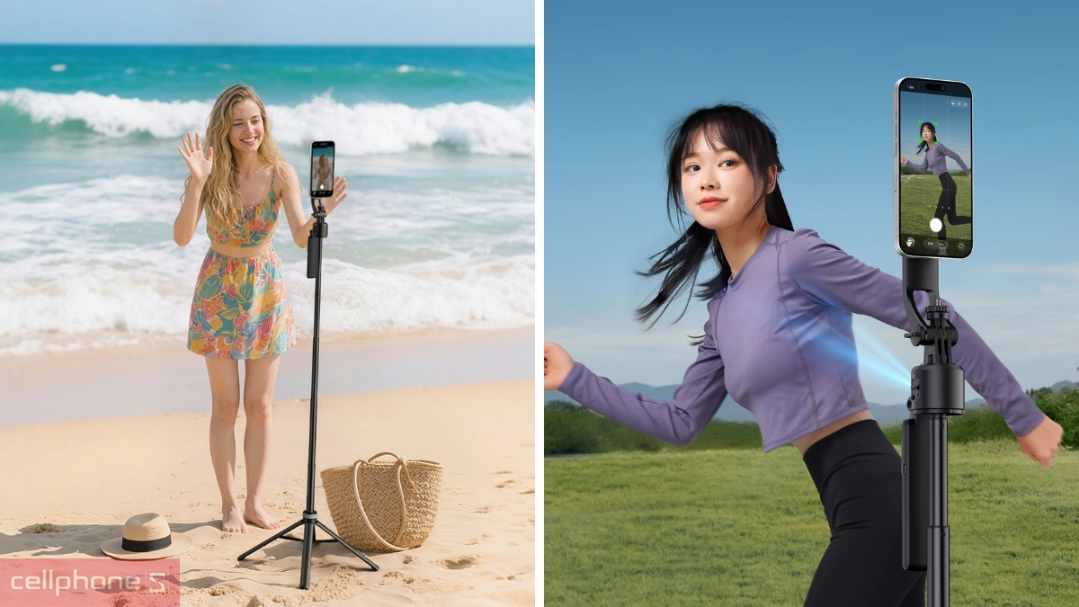 Thiết kế 2 trong 1 tiện lợi của Tripod kiêm gậy selfie Ulanzi TT23M