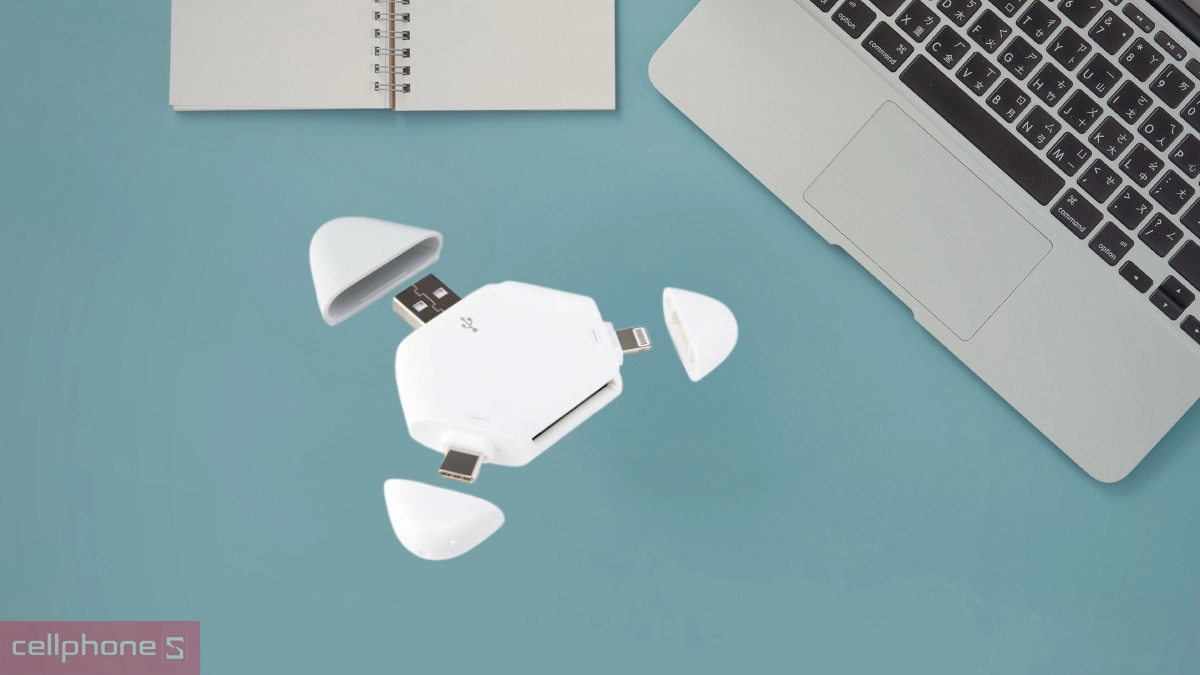 Đầu đọc thẻ tam giác 3 trong 1 tương thích đa thiết bị