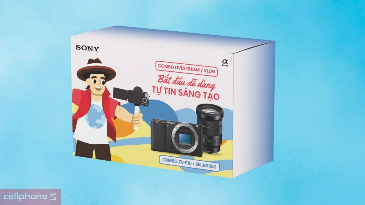 Ống kính bộ Kit LiveStream/Vlog Sony ZV-E10 + Lens 18-105mm F4 G