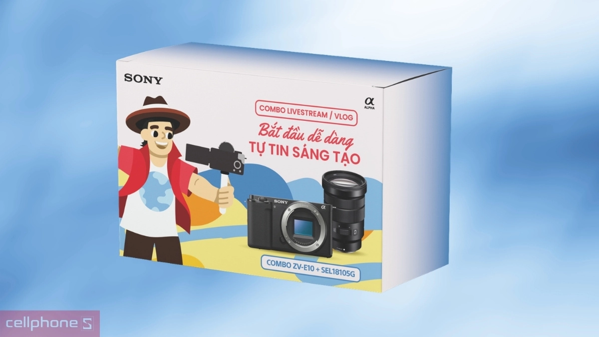 Cảm biến bộ Kit LiveStream/Vlog Sony ZV-E10 + Lens 18-105mm F4 G