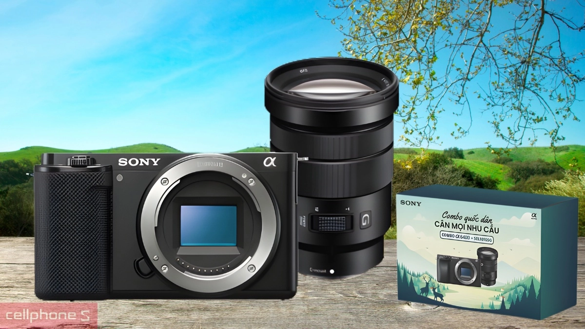 Bộ kit vlog du lịch Sony A6400 lens 18-105mm F4 G phù hợp người dùng quay chụp