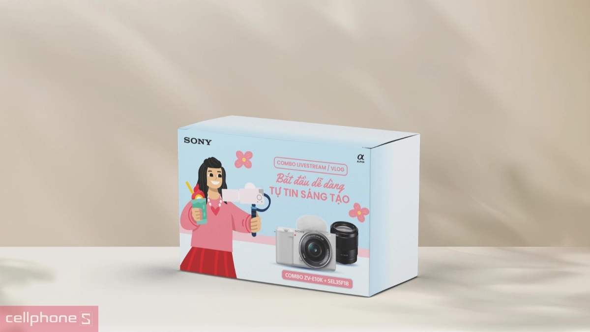 Thiết bị ghi hình Bộ kit Livestream Vlog Sony ZV-E10K + Lens 50mm f1.8