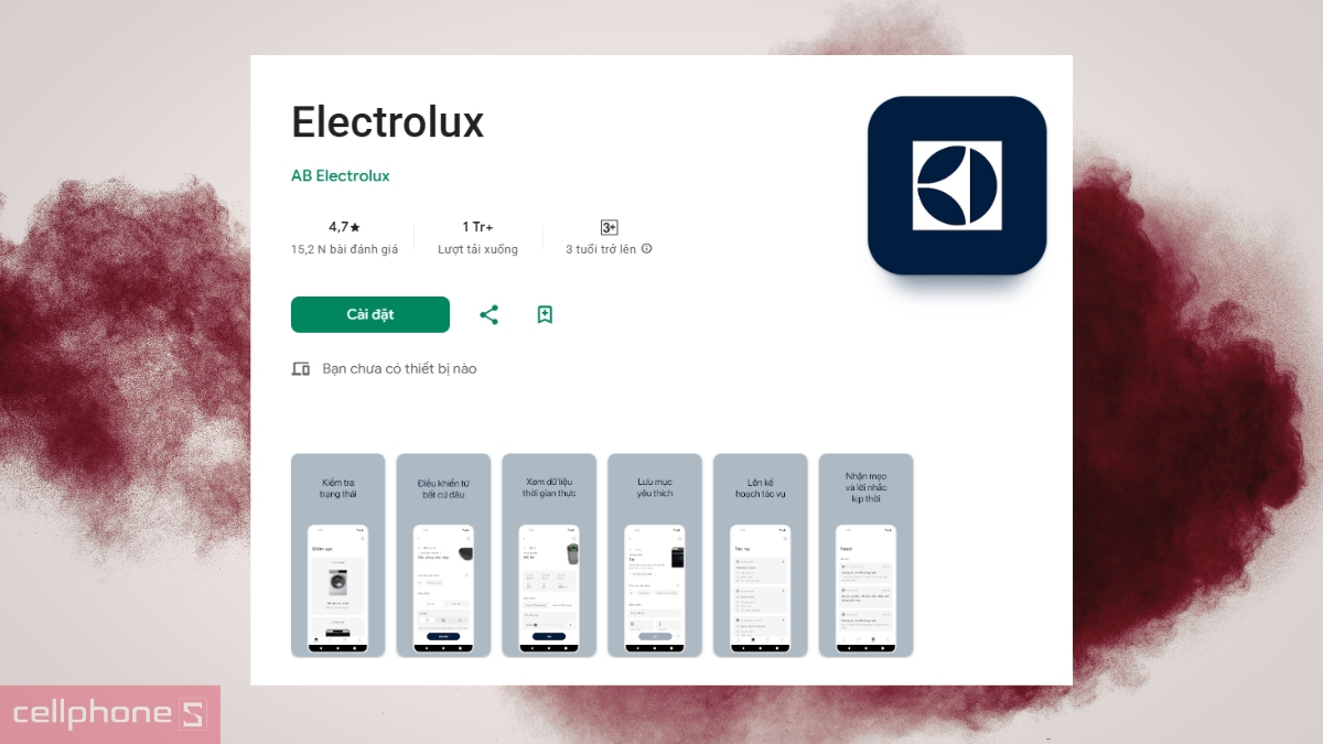 Tải app kết nối máy giặt Electrolux Inverter 10kg EWF1043R7SC
