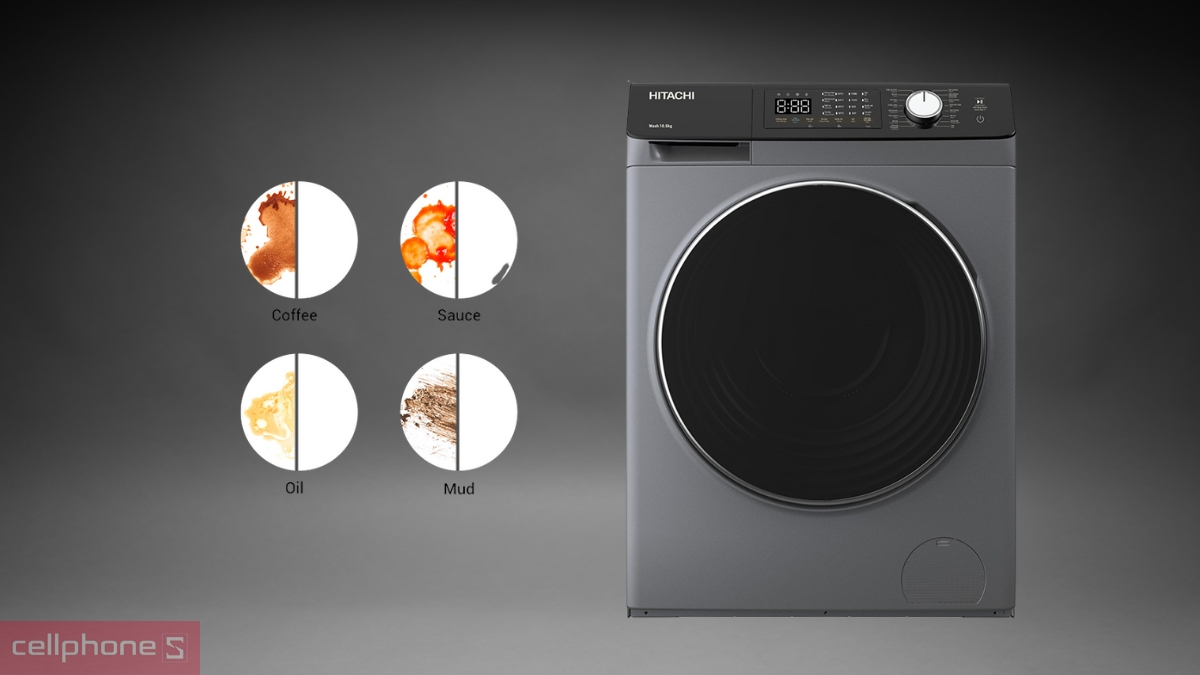 Công nghệ làm sạc máy giặt Hitachi Inverter 10.5kg BD-1054HVOS