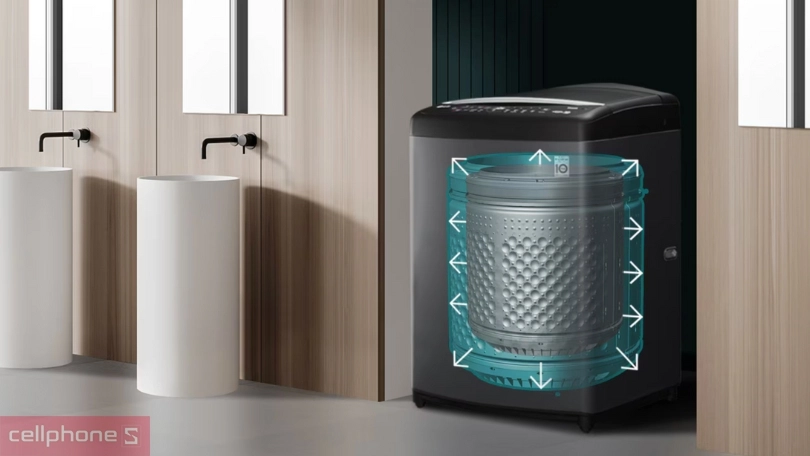 Thiết kế, kích thước lồng giặt của máy giặt LG AI DD Inverter 19kg TV2519SV7J