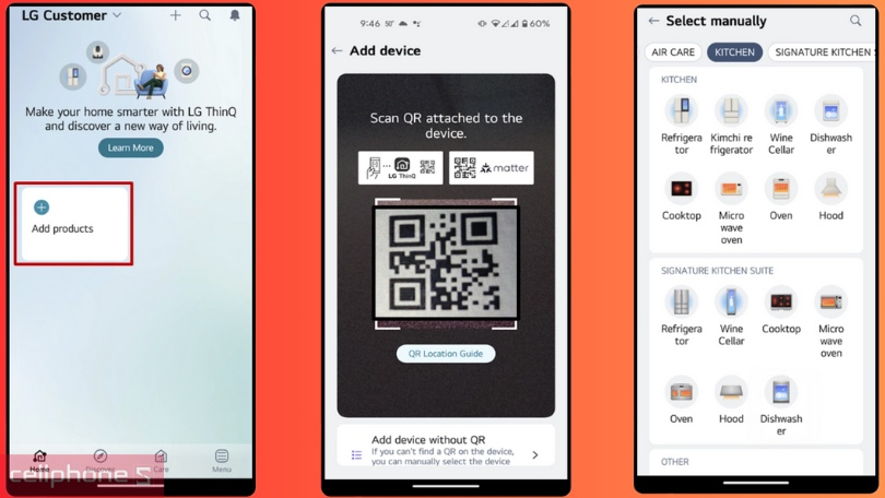 Hướng dẫn kết nối máy giặt LG AI DD Inverter 19kg TV2519SV7J với điện thoại