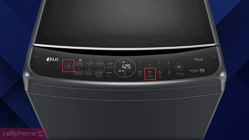 Hướng dẫn khởi động máy giặt LG AI DD Inverter 19kg TV2519SV7J từ xa