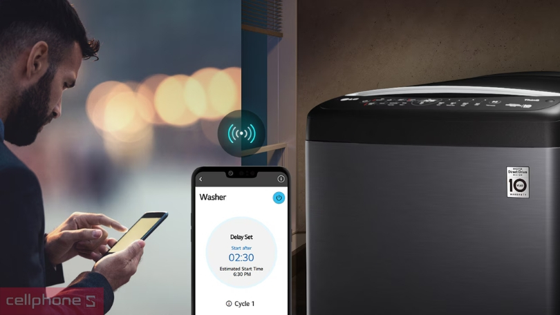 Hướng dẫn khởi động máy giặt LG AI DD Inverter 19kg TV2519SV7J từ xa