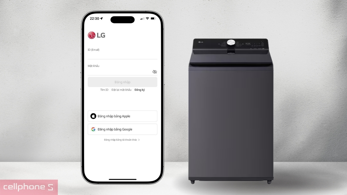 Tạo tài khoản app máy giặt LG Inverter 19kg T2519SX5G