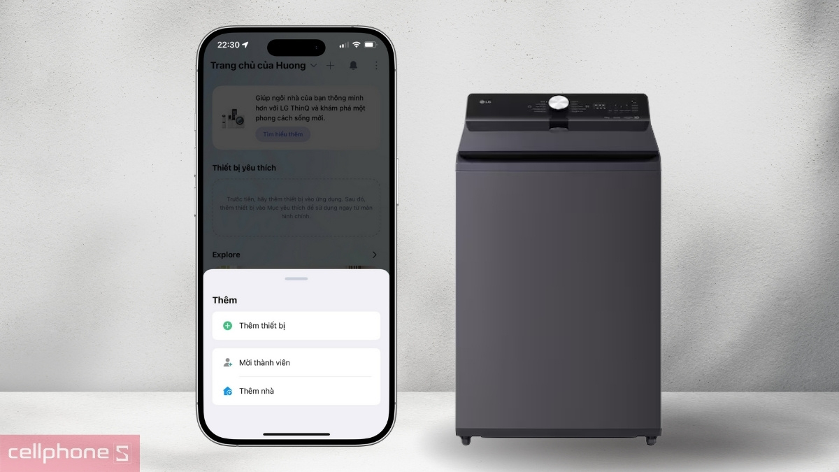 Thêm thiết bị máy giặt LG Inverter 19kg T2519SX5G