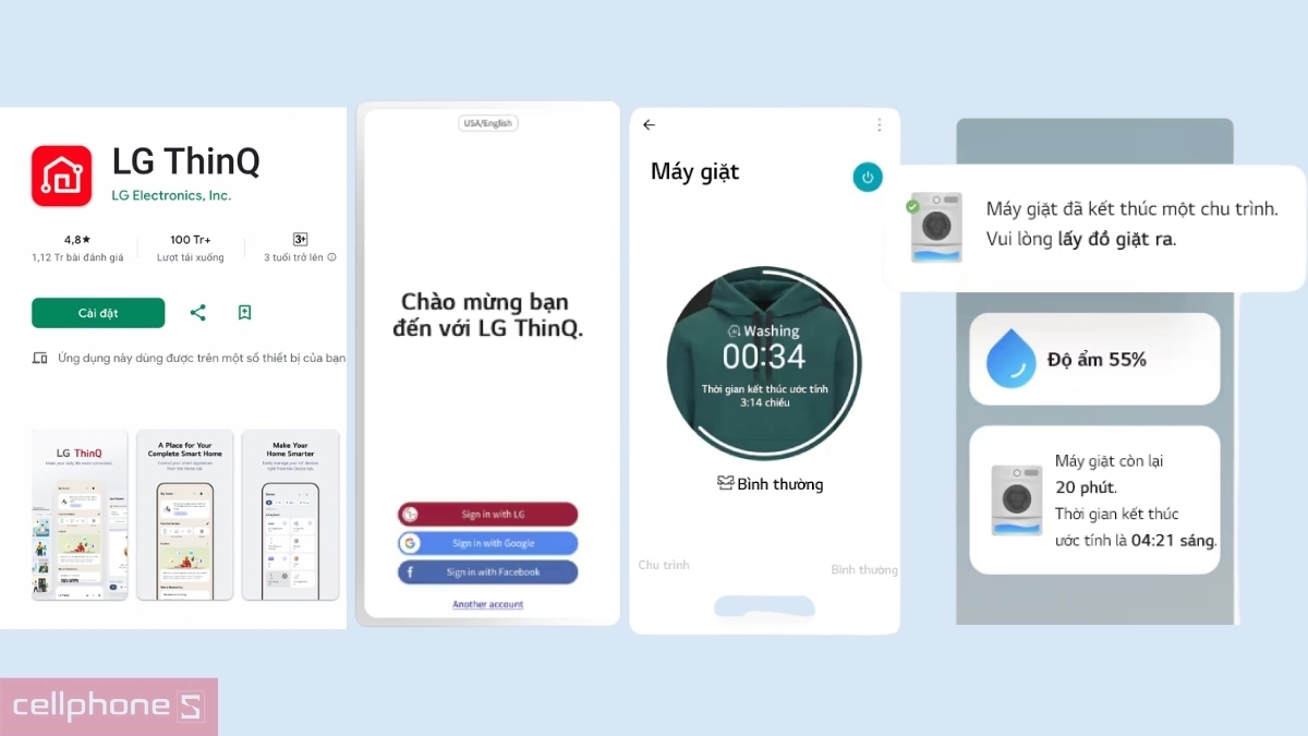 Hướng dẫn kết nối máy giặt Lg Inverter 25kg T2725SX5G với ứng dụng ThinQ™
