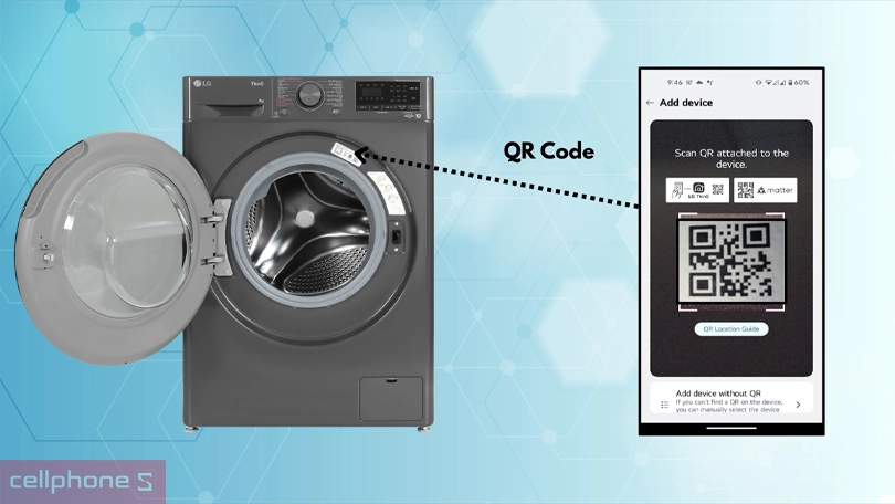 Hướng dẫn kết nối máy giặt LG Inverter cửa ngang 9kg (FV1409S4M) với điện thoại