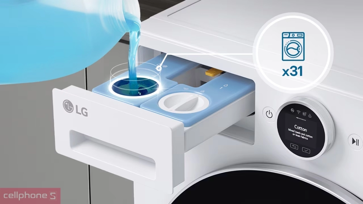 Tính năng tự định lượng máy giặt sấy LG Inverter giặt 15kg sấy 8kg F2515RNTG