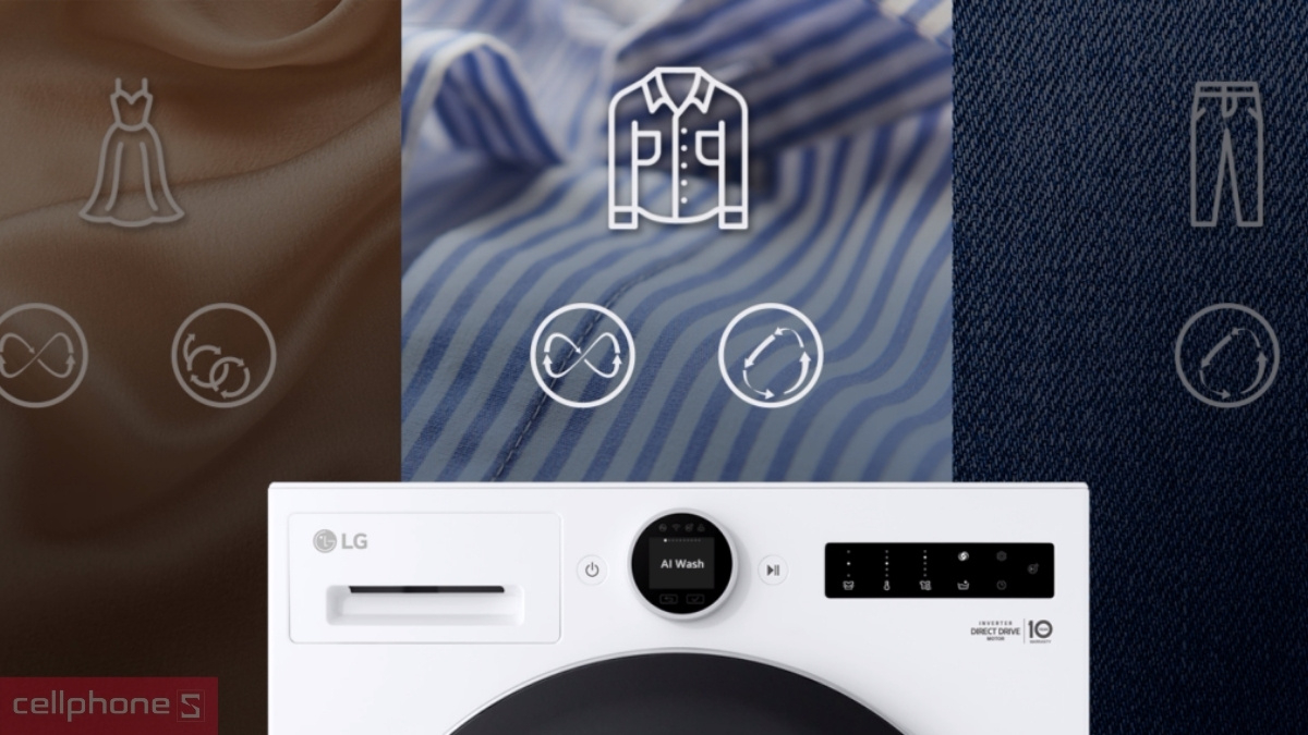 Bảo vệ sợi vải máy giặt sấy LG Inverter giặt 15kg sấy 8kg F2515RNTG