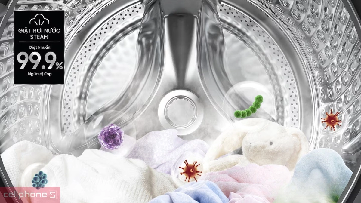 Diệt khuẩn máy giặt Samsung AI Ecobubble Inverter 10kg WW10DG6U34LBSV