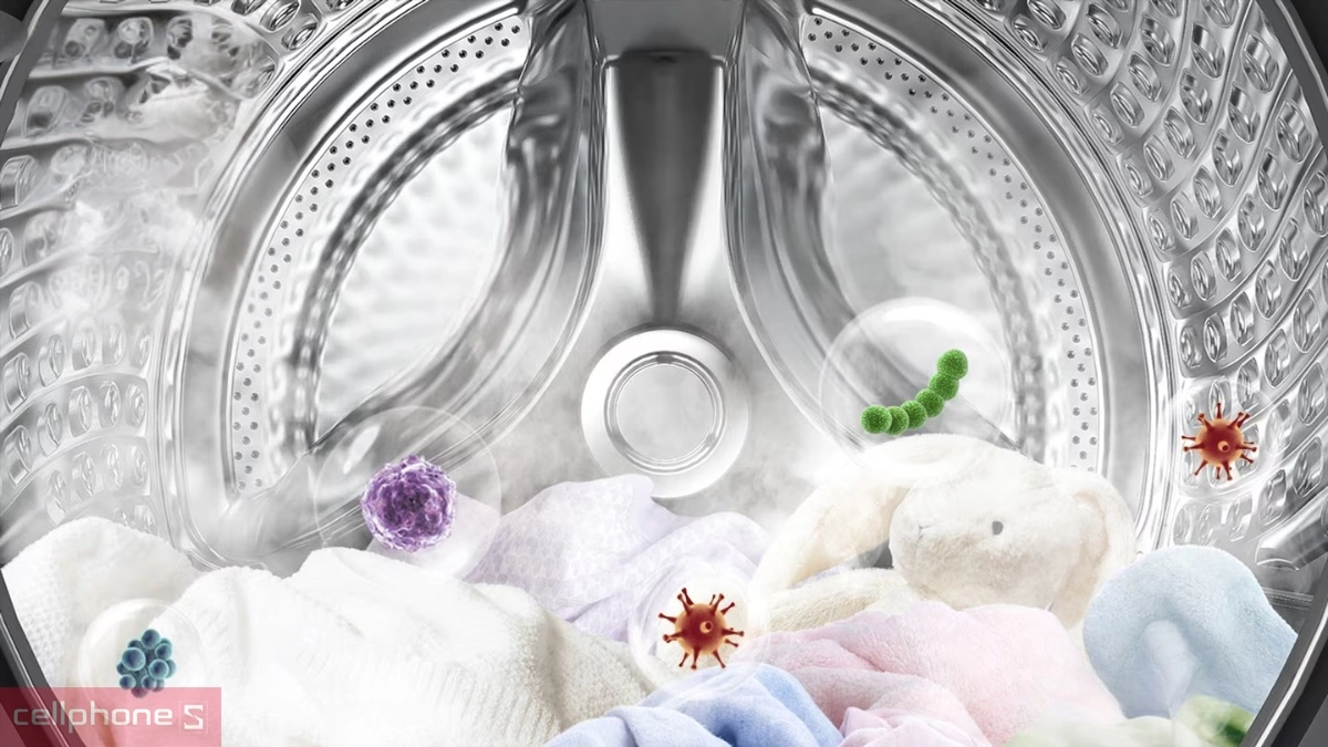 Công nghệ giặt trên máy giặt Samsung Bespoke AI Ecobubble Inverter 10kg WW10DB7U34GBSV