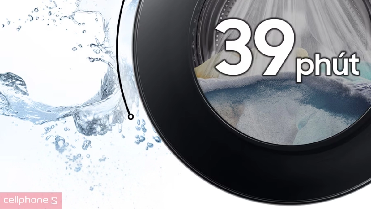 Thời gian giặt máy giặt Samsung Bespoke AI Ecobubble Inverter 10kg WW10DB7U34GBSV