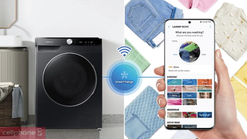 Hướng dẫn kết nối máy giặt Samsung EcoBubble Inverter 12 kg WW12CGP44DSBSV với app SmartThings