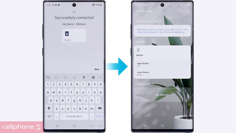 Hướng dẫn kết nối máy giặt Samsung Ecobubble Inverter 17kg WA17CG6442BDSV với điện thoại