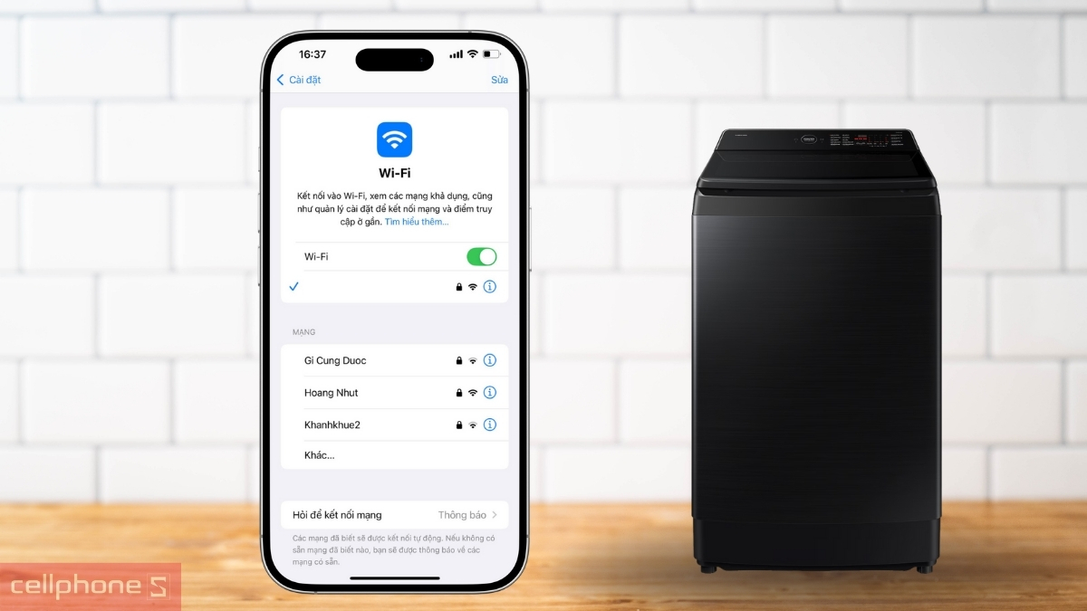 Hướng dẫn kết nối với máy giặt Samsung Inverter 13kg WA80F13S5BSV chi tiết 