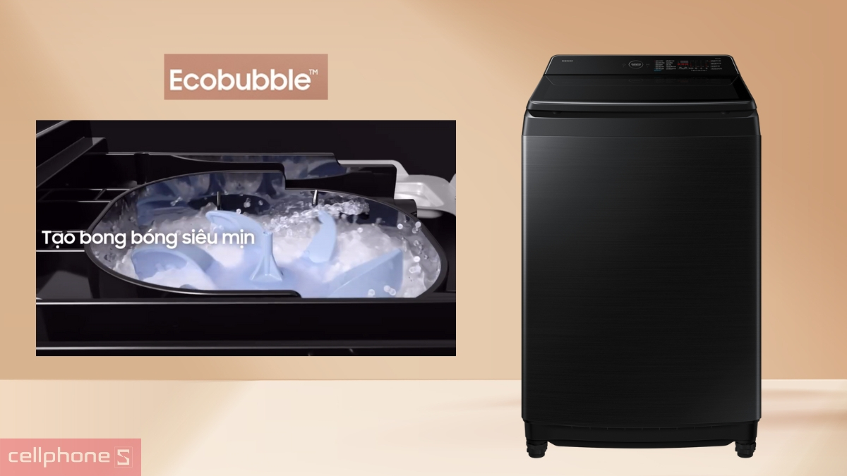 Công nghệ đánh tan bọt, làm sạch sâu của máy giặt Samsung Inverter 19kg WA80F19B9BSV