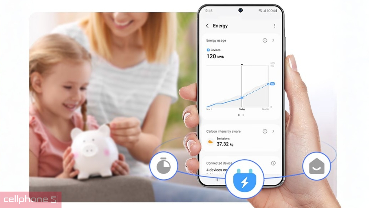 Khả năng hỗ trợ kết nối và điều khiển qua app của máy giặt Samsung Inverter 19kg WA80F19B9BSV