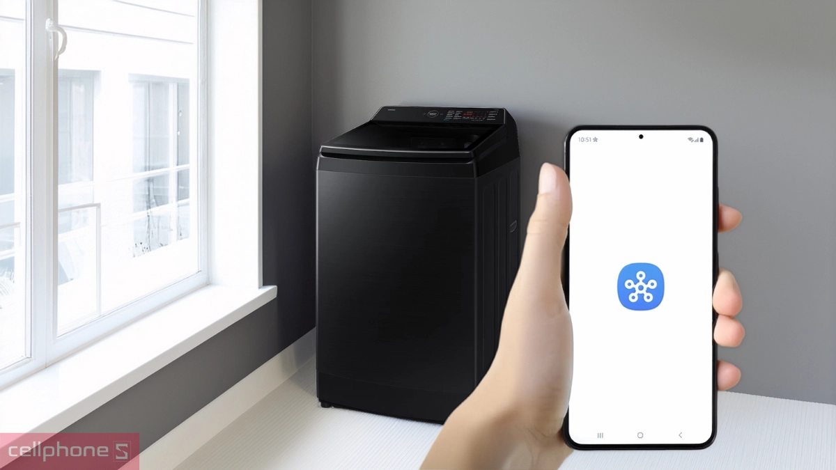 Cách kết nối máy giặt Samsung Inverter 21kg (WA80F21B9BSV) với ứng dụng SmartThings