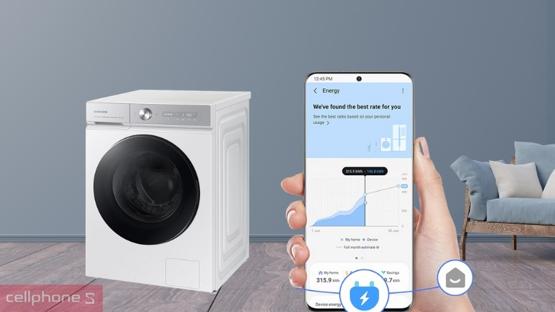 Khả năng kết nối thông minh của máy giặt sấy Samsung Inverter 12kg WD12BB944DGHSV