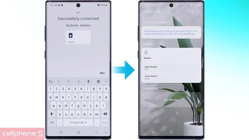 Hướng dẫn kết nối máy giặt sấy Samsung Inverter 9.5kg WD95T754DBX/SV với điện thoại