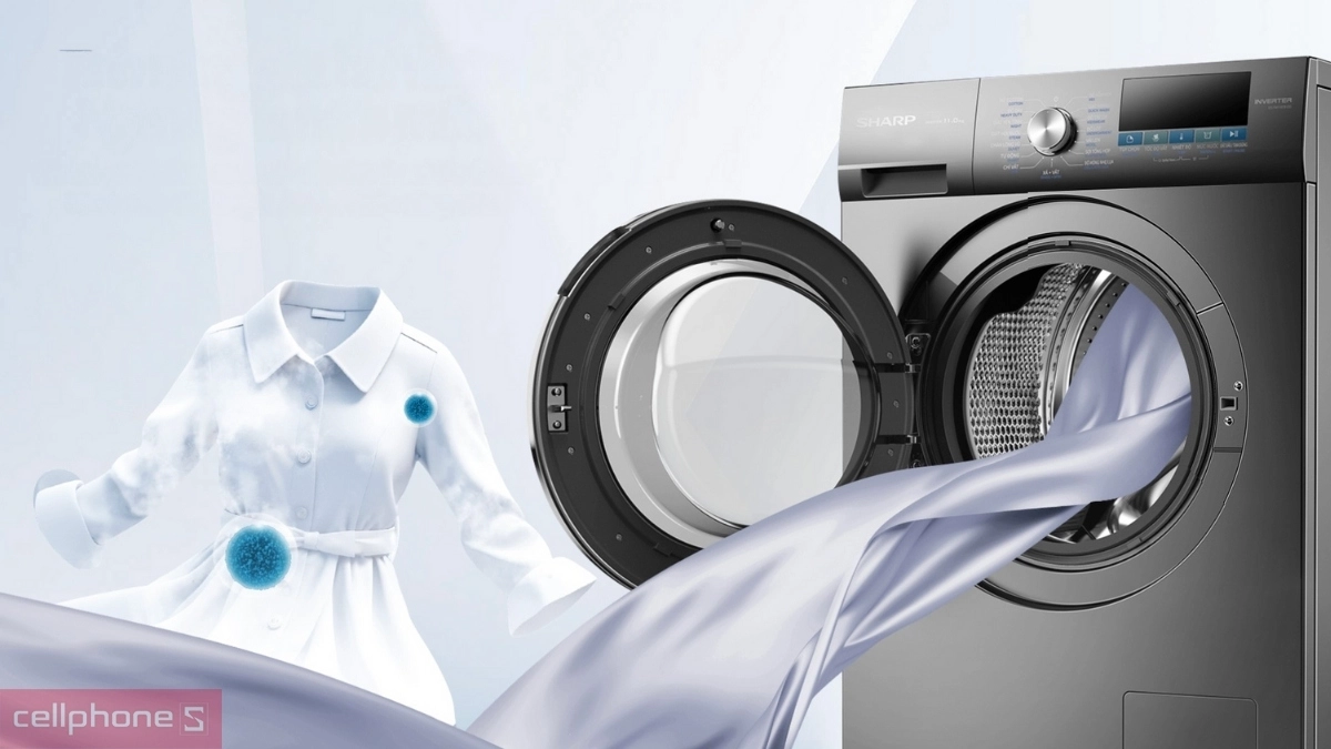 Chương trình giặt máy giặt Sharp Inverter 11kg ES-FM110CB-SB