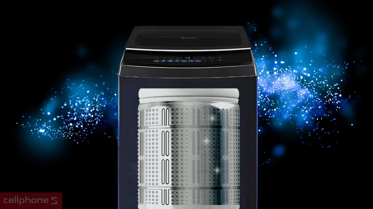 Chế độ làm sạch lồng giặt máy giặt Sharp Inverter 15kg ES-TM150CD-DS