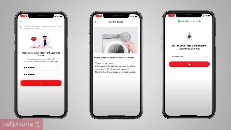 Hướng dẫn kết nối máy giặt Toshiba Inverter 10.5kg TW-T21BU115UWV(MG) với điện thoại