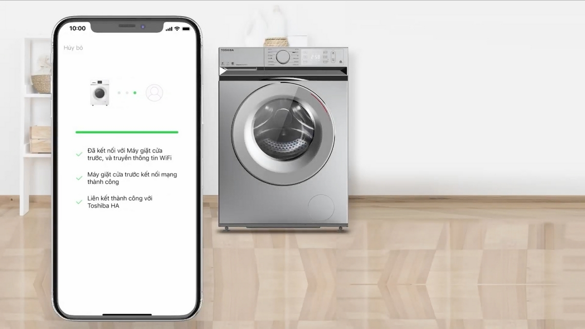 Kết nối máy giặt Toshiba Inverter 10.5kg (TW-T25BZU115MWV(MG))
