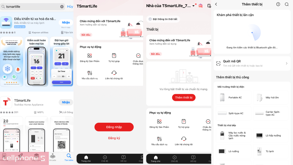 Kết nối app với máy giặt Toshiba Inverter 10.5 kg TW-T37BZP115MWV(WT)
