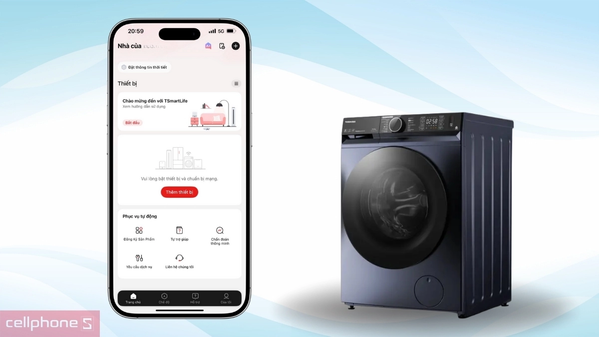 Đăng nhập app máy giặt Toshiba Inverter 10kg TW-T23BU110UWV (MG)