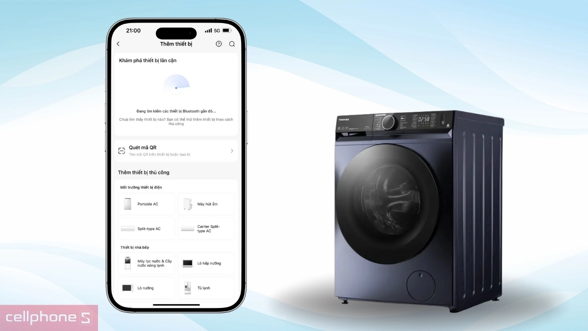 Kết nối máy giặt Toshiba Inverter 10kg TW-T23BU110UWV (MG)