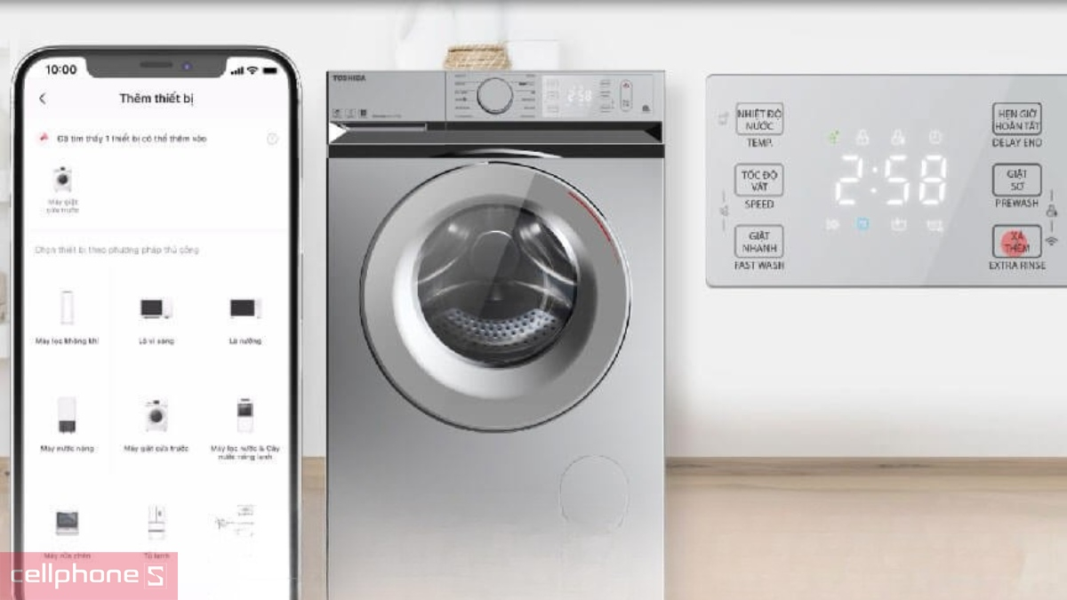 Thao tác kết nối máy giặt Toshiba Inverter 13kg TW‑T21BU140UWV(MG)