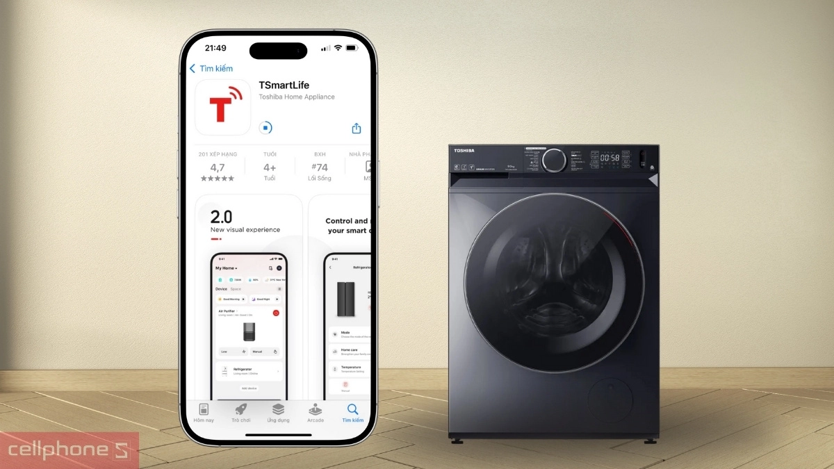 Tải app máy giặt Toshiba Inverter 9.5kg TW-T23BU105UWV (MG)