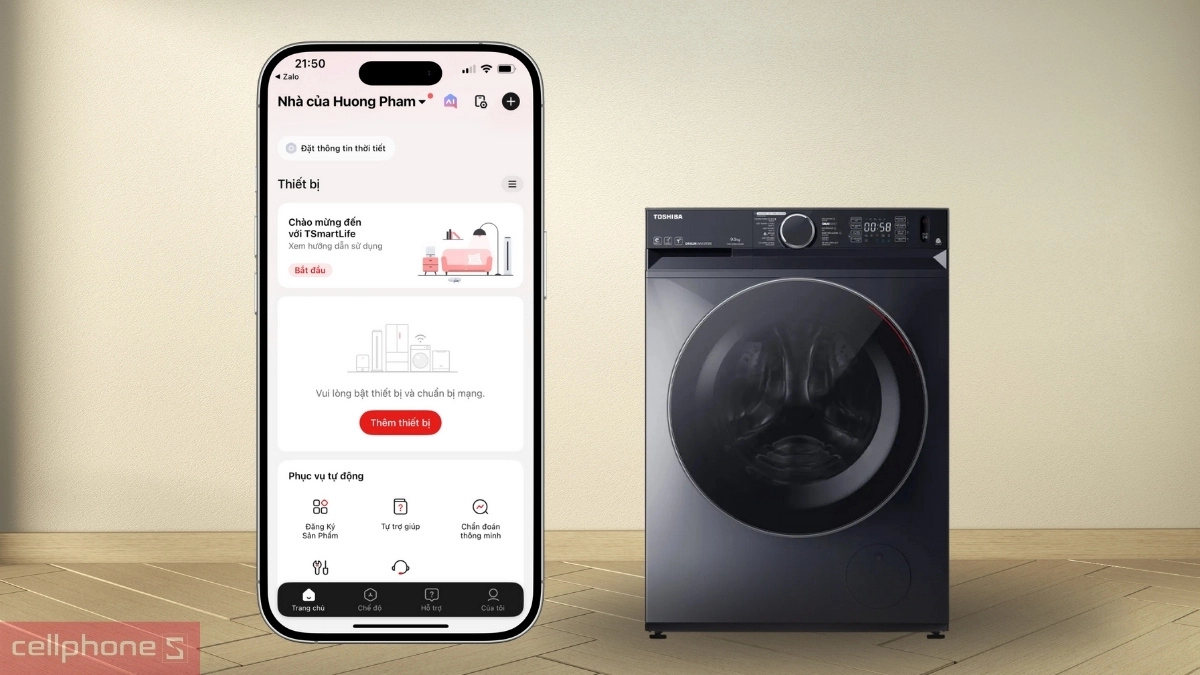 Tạo tài khoản app máy giặt Toshiba Inverter 9.5kg TW-T23BU105UWV (MG)