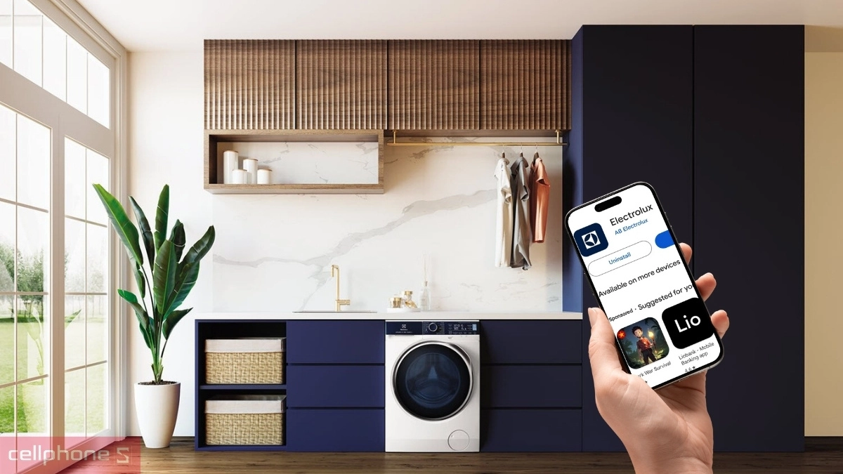 Điều khiển qua app máy giặt sấy Electrolux Inverter giặt 11kg - sấy 7kg (EWW1142Q7WB)