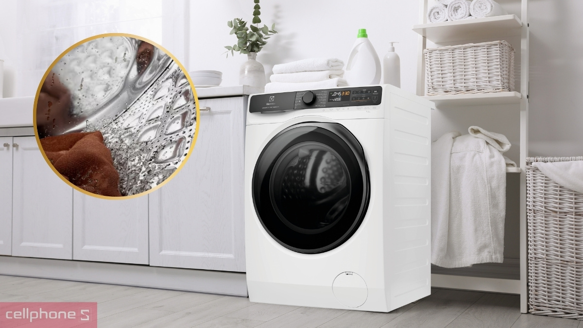 Công nghệ giặt êm nhanh chóng máy giặt sấy Electrolux Inverter giặt 13kg sấy 9kg EWW1343R7WC