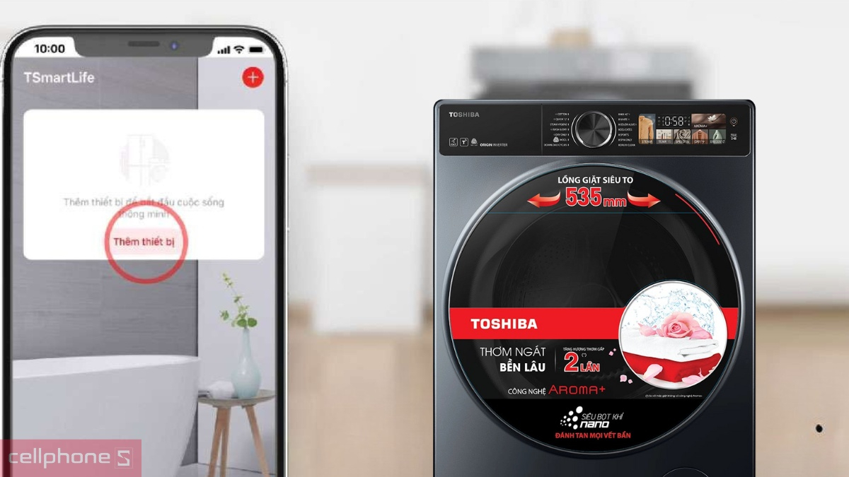 Thêm máy giặt sấy Toshiba Inverter giặt 10.5kg - sấy 7kg (TWD-T25BZU115MWV(MG)) vào ứng dụng