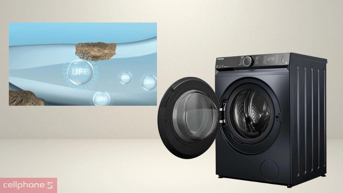 Bọt khí làm sạch sợi vải máy giặt sấy Toshiba Inverter giặt 12.5kg sấy 8kg TWD-BM135GF4V(MG)