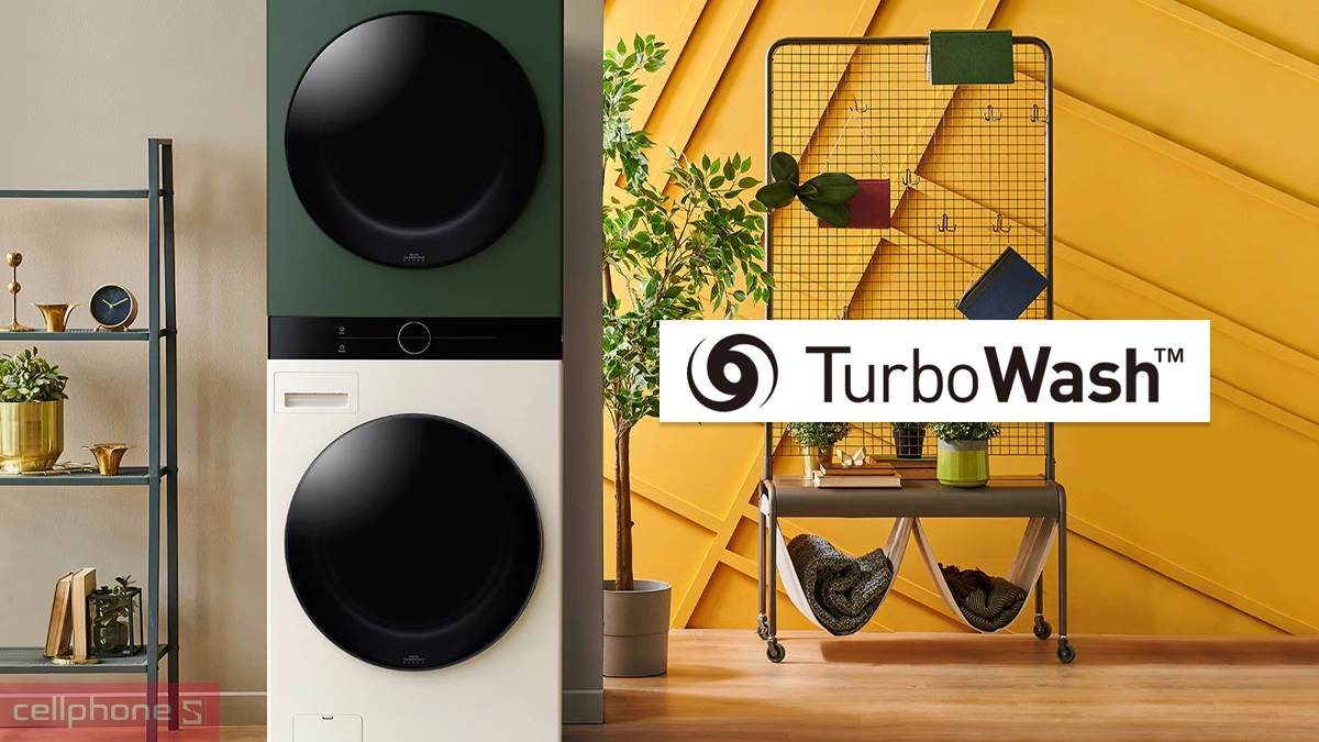 Tiết kiệm thời gian với tháp giặt sấy LG giặt 14kg - sấy 10kg Inverter (WT1410NHEG)