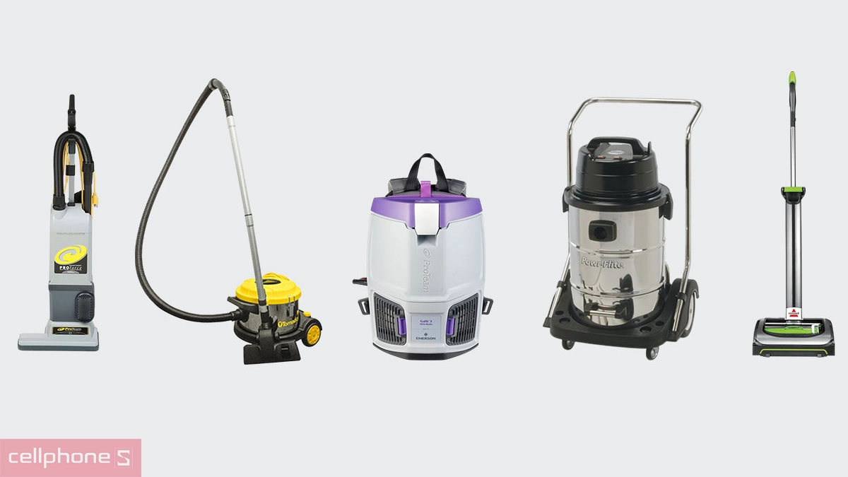 Các loại máy hút bụi công nghiệp phổ biến với nhiều dung tích và số lượng động cơ 