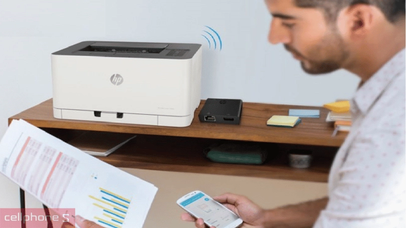 Máy in HP Color Laser 150NW 4ZB95A có khả năng điều khiển tiện lợi qua các thiết bị thông minh