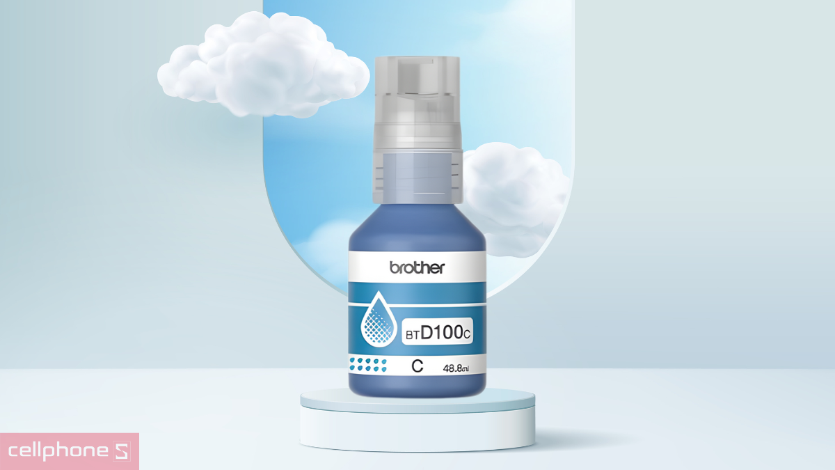 Kích thước chai mực in Brother BTD100C