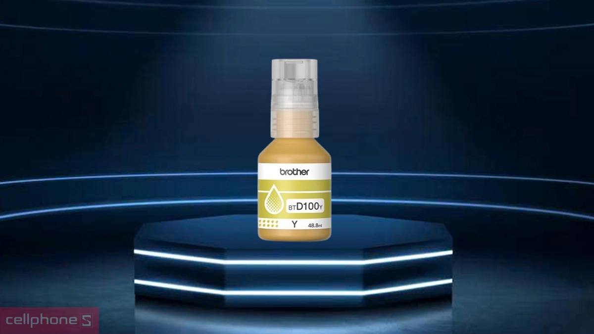 Mực in Brother BTD100Y có thiết kế dạng chai